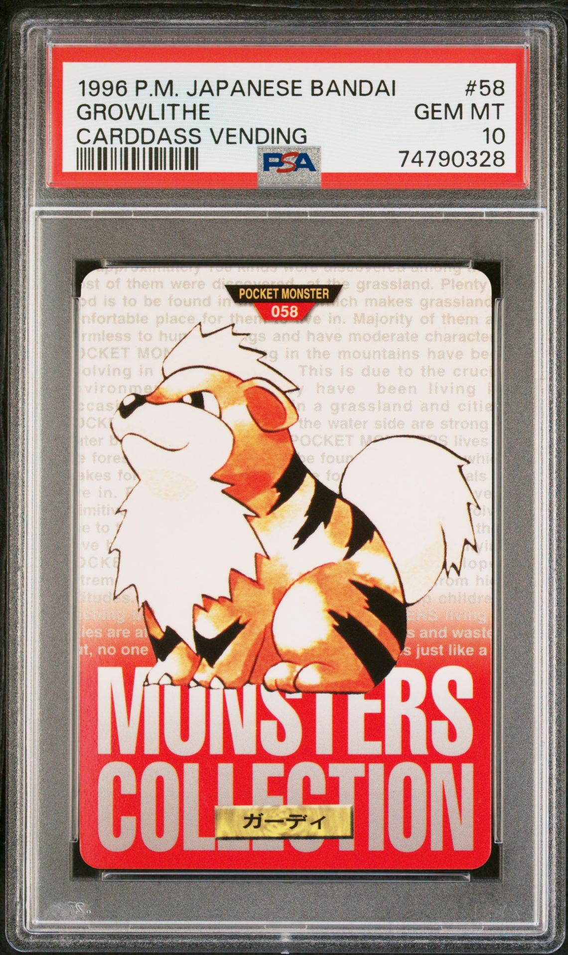 Growlithe card, red version, PSA 10