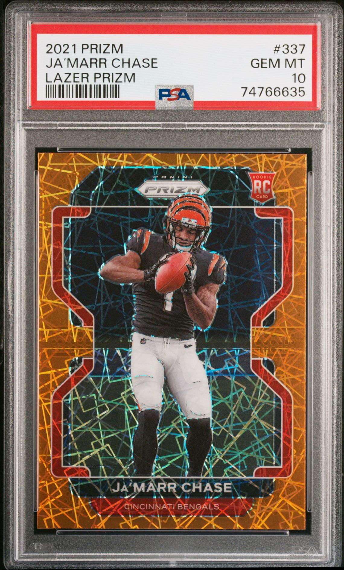 2021 Panini Prizm Ja’marr Chase #337 (Lazer Prizm) Gem Mt 10 front