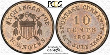 1863 10C J-330a PR65