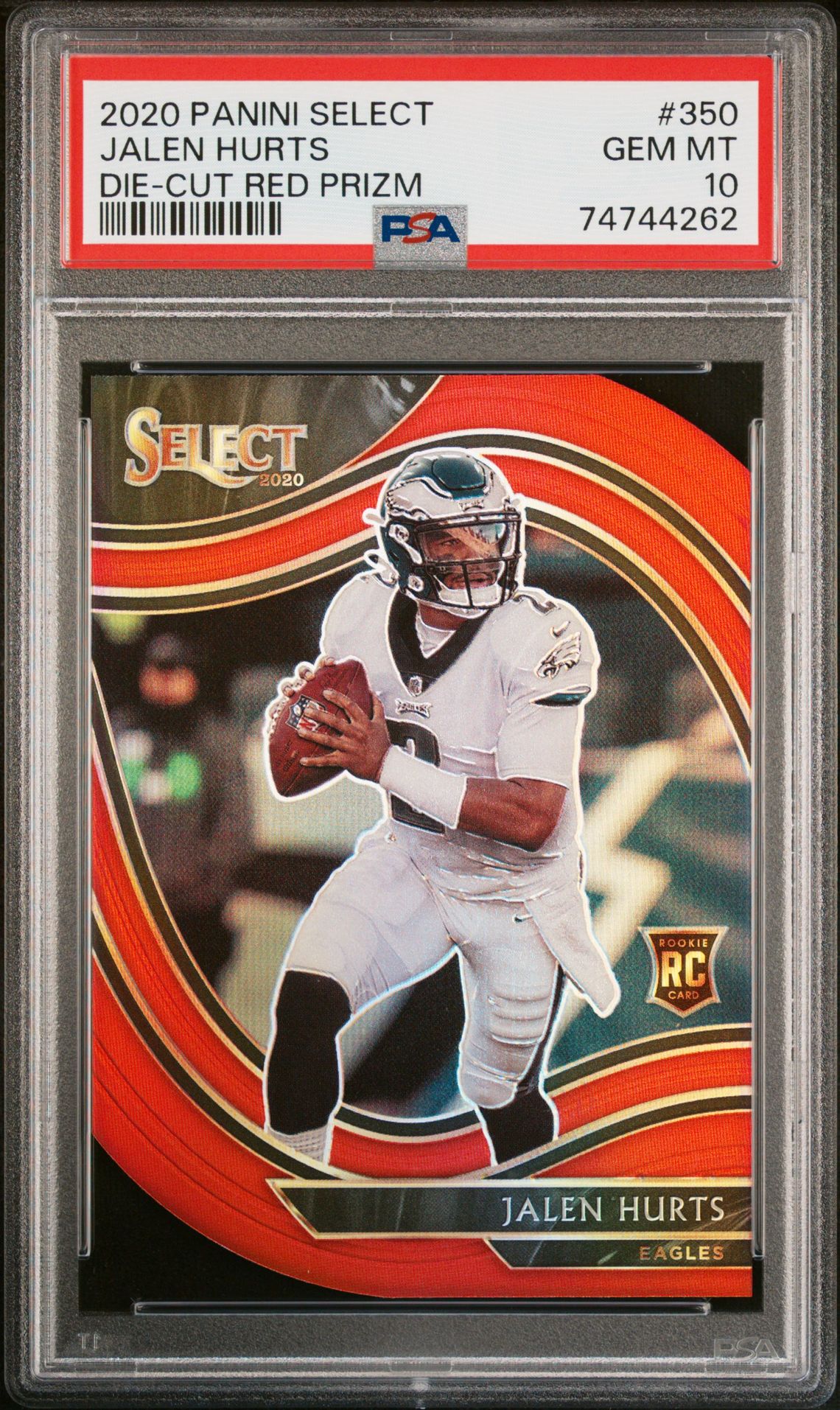 2020 Panini Select Jalen Hurts #350 (Die-Cut Red Prizm) Gem Mt 10 front