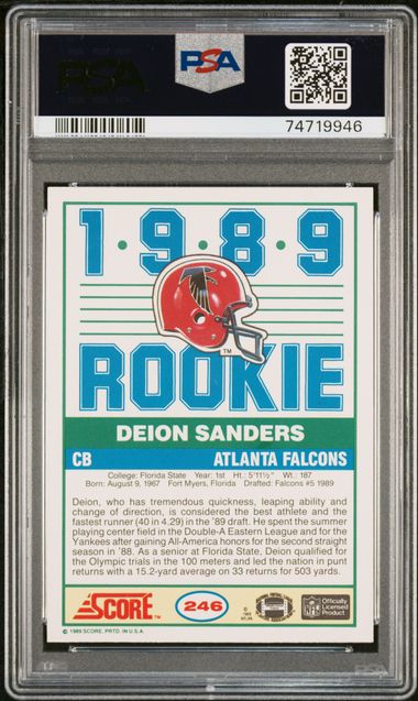 1989 Score Deion Sanders #246 Mint 9 back