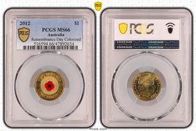 2012 $2 Remembrance Day Colorized MS66