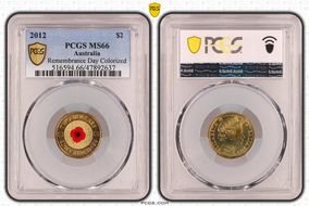 2012 $2 Remembrance Day Colorized MS66