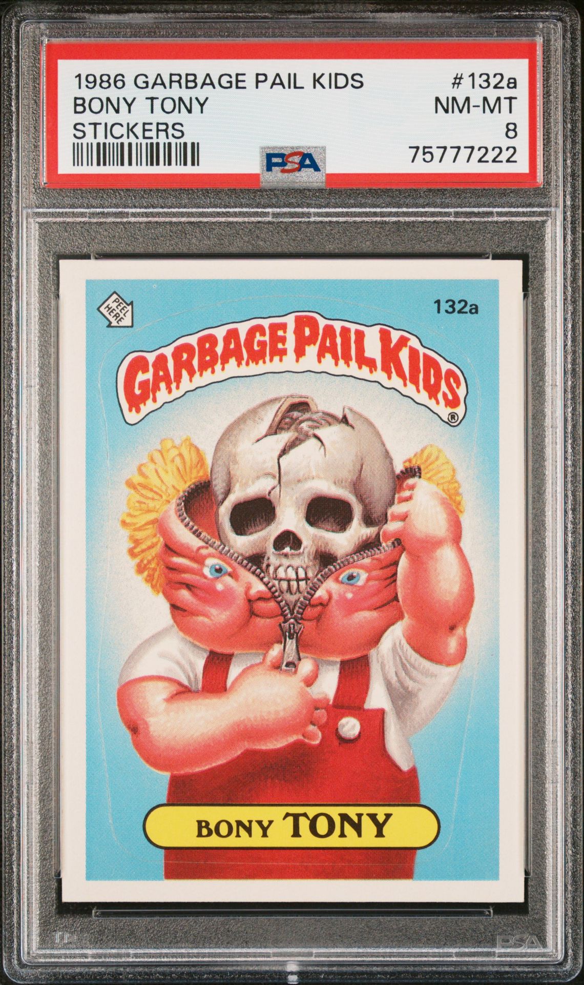 1986 Topps GARBAGE PAIL KIDS STICKERS #132A Bony Tony front