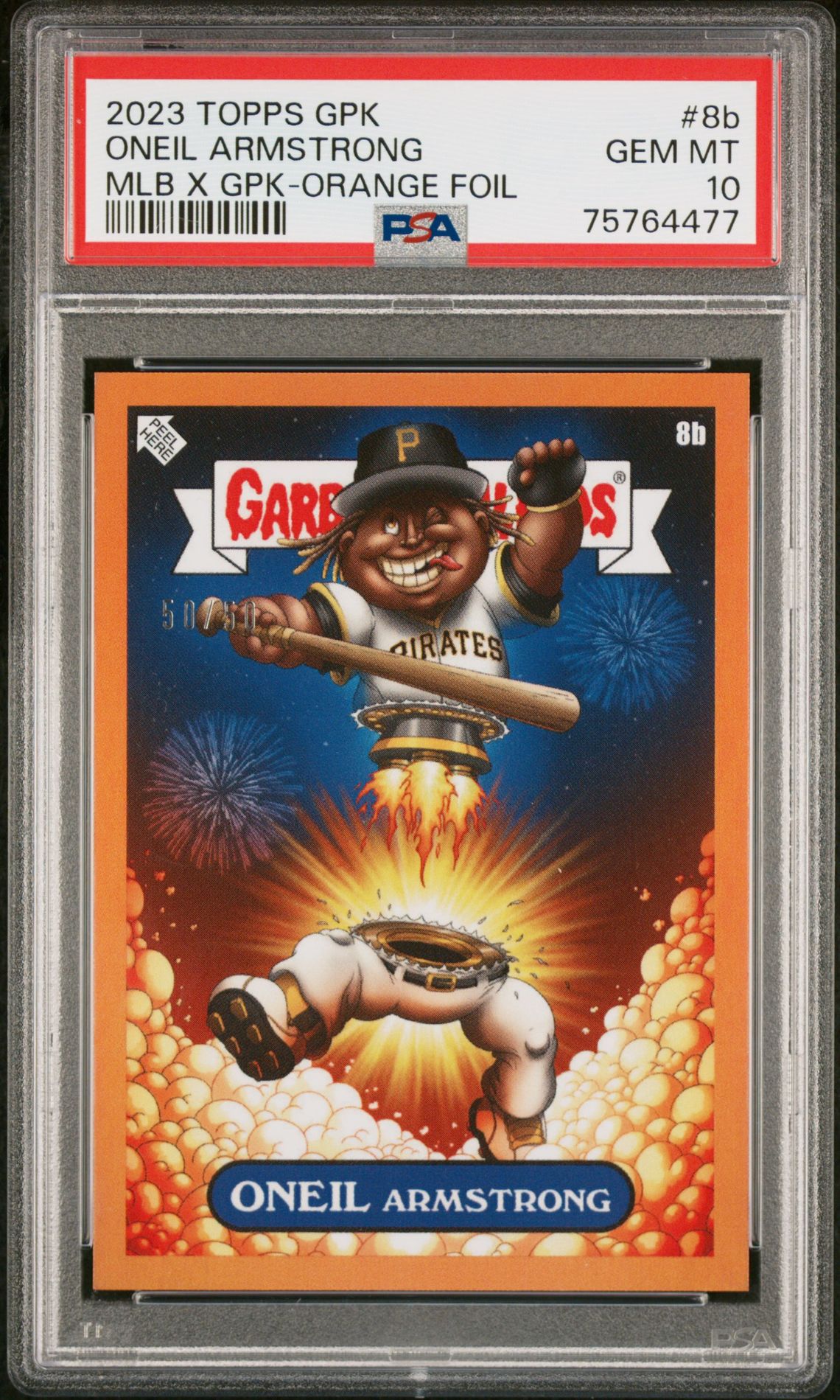 2022 Topps TOPPS GARBAGE PAIL KIDS GPK X MLB SERIES 2 ALEX PARDEE ORANGE FOIL #8B Oneil Armstrong front