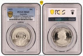2022 50C Elizabeth II Platinum Jubilee MS69
