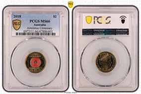 2018 $2 Armistice Centenary Colorized MS66