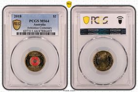 2018 $2 Armistice Centenary Colorized MS64