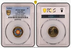 2018-C $2 Lest We Forget Eternal Flame Colorized MS69