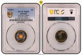 2018-C $2 Lest We Forget Eternal Flame Colorized MS69