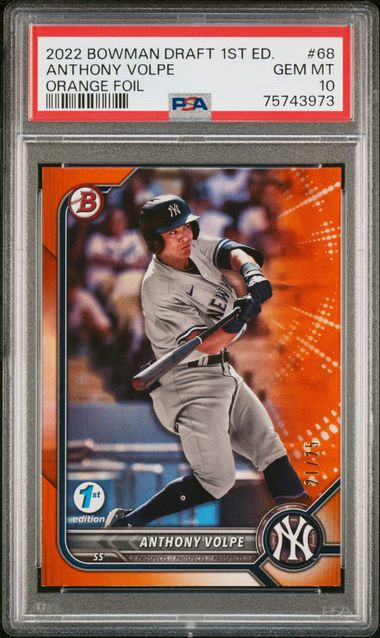 2022 Bowman Draft 1st Edition Orange Foil #68 Anthony Volpe PSA 10