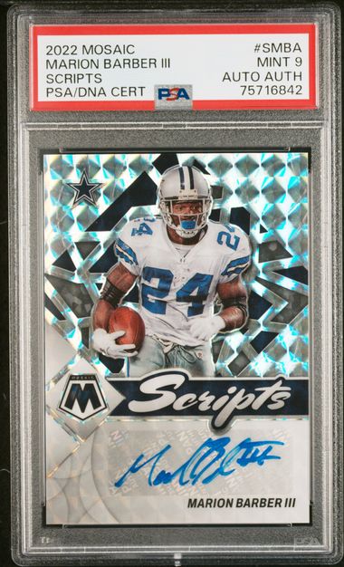 2022 Panini Mosaic Scripts #SMBA Marion Barber III – PSA MINT 9 on Goldin  Auctions