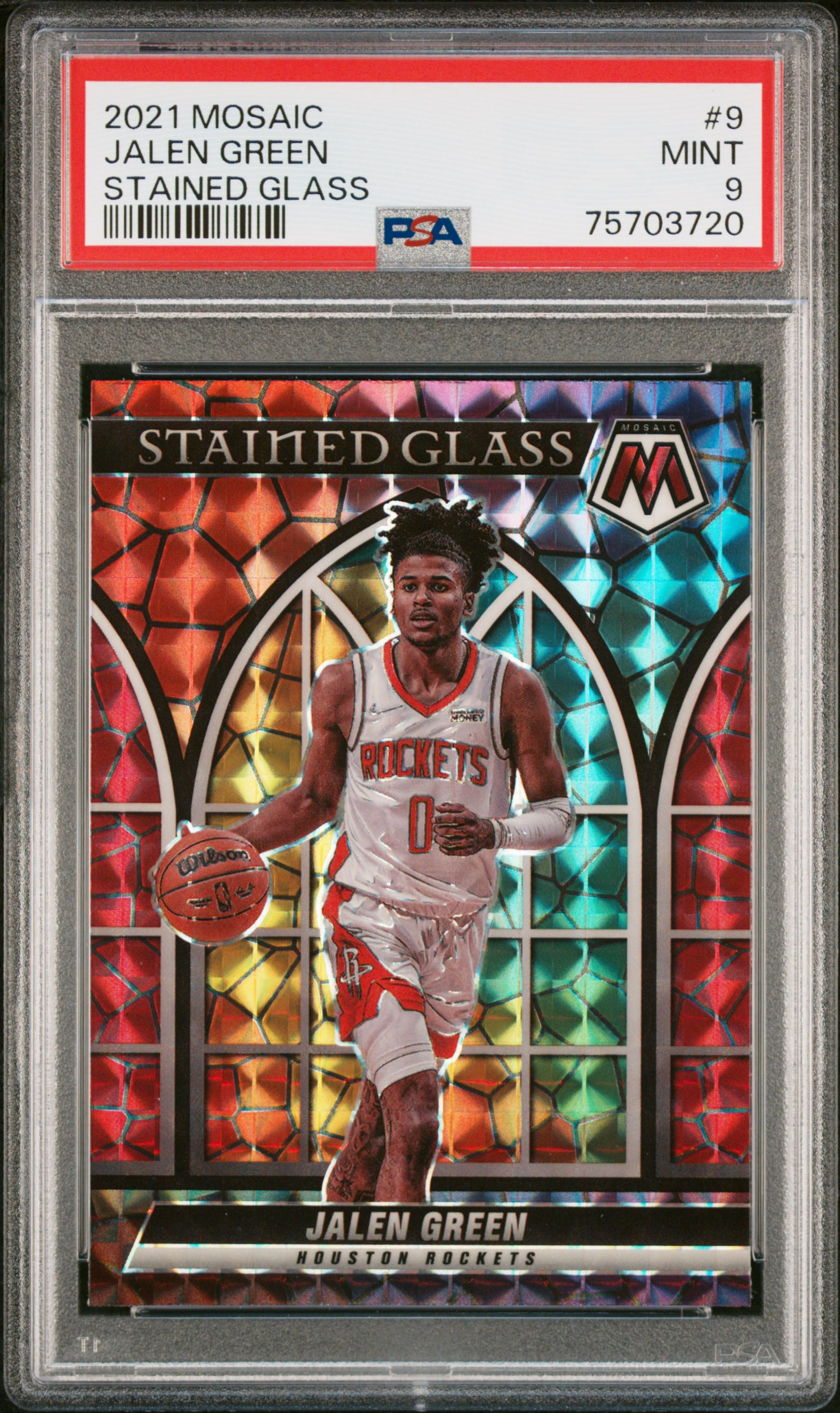 2021 Panini Mosaic Stained Glass Jalen Green #9 (Stained Glass) Mint 9 front