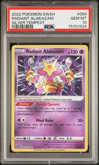 Radiant Alakazam 2022 Pokemon Sword and Shield Silver Tempest #59