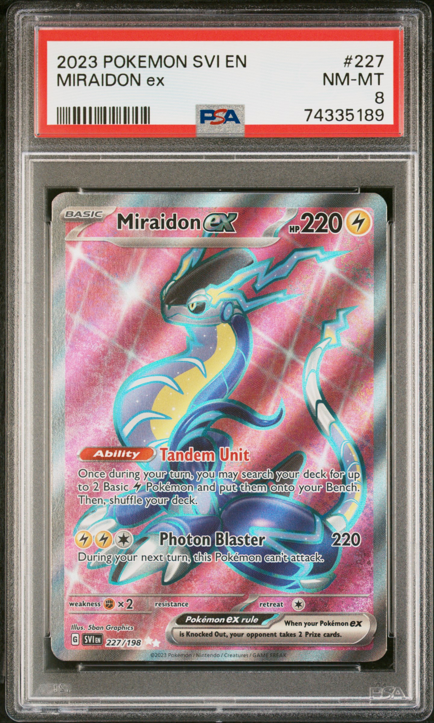 2023 Pokemon Scarlet & Violet #227 Miraidon EX – PSA NM-MT 8