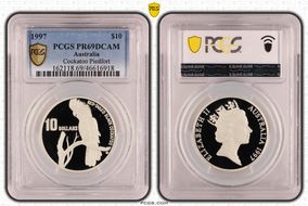 1997 $10 Cockatoo Piedfort PR69DCAM
