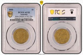 2000 $1 Mule-Struck w/10C Obv AU53