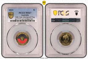 2021 $2 50th Ann Aboriginal Flag Colorized MS67