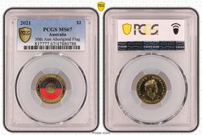 2021 $2 50th Ann Aboriginal Flag Colorized MS67