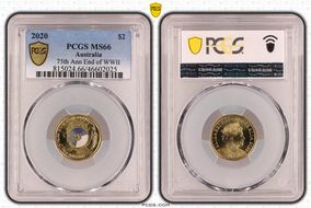 2020 $2 75th Ann End of WWII Colorized MS66