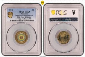 2018 $2 Dome of Australian War 30th Ann. $2 Coin Colorized MS67