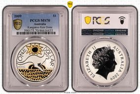 2009 $1 Kangaroo Ag-Ken Done Selective Gilt MS70