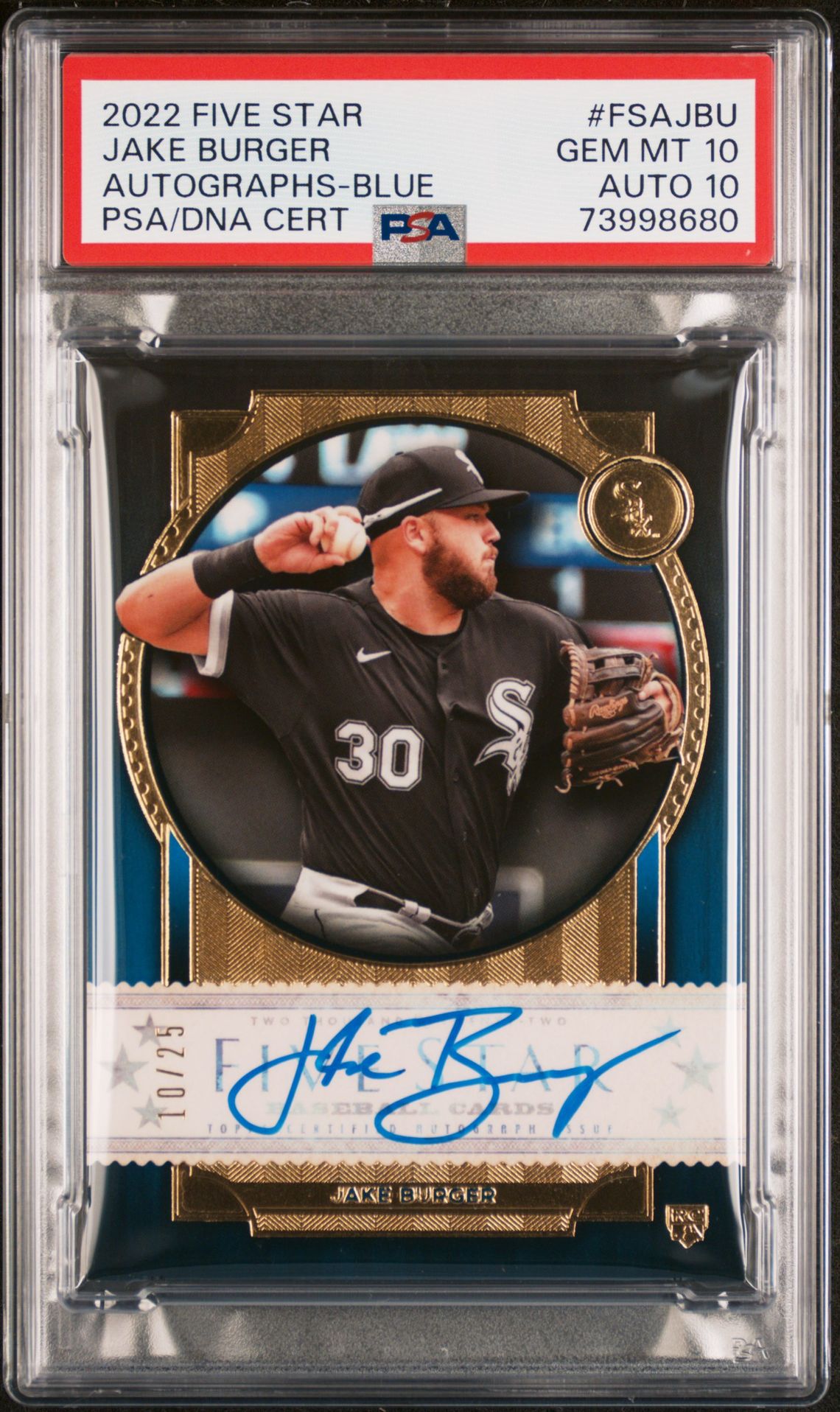 2022 Topps Five Star Autographs Jake Burger #Fsajbu (Autographs-Blue) Gem Mt 10 front