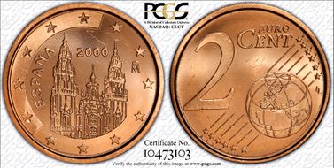 2000-M € 0.02 MS67RD