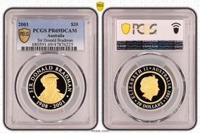2001 $20 Sir Donald Bradman PR69DCAM