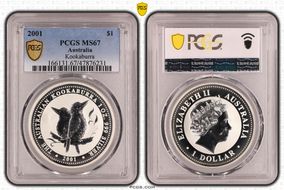 2001 $1 Kookaburra Ag MS67