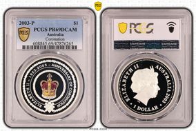 2003-P $1 Coronation Colorized PR69DCAM