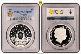 2001 $5 Centenary of Federation PR69DCAM