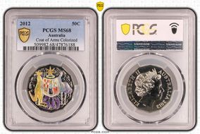 2012 50C Coat of Arms Colorized MS68