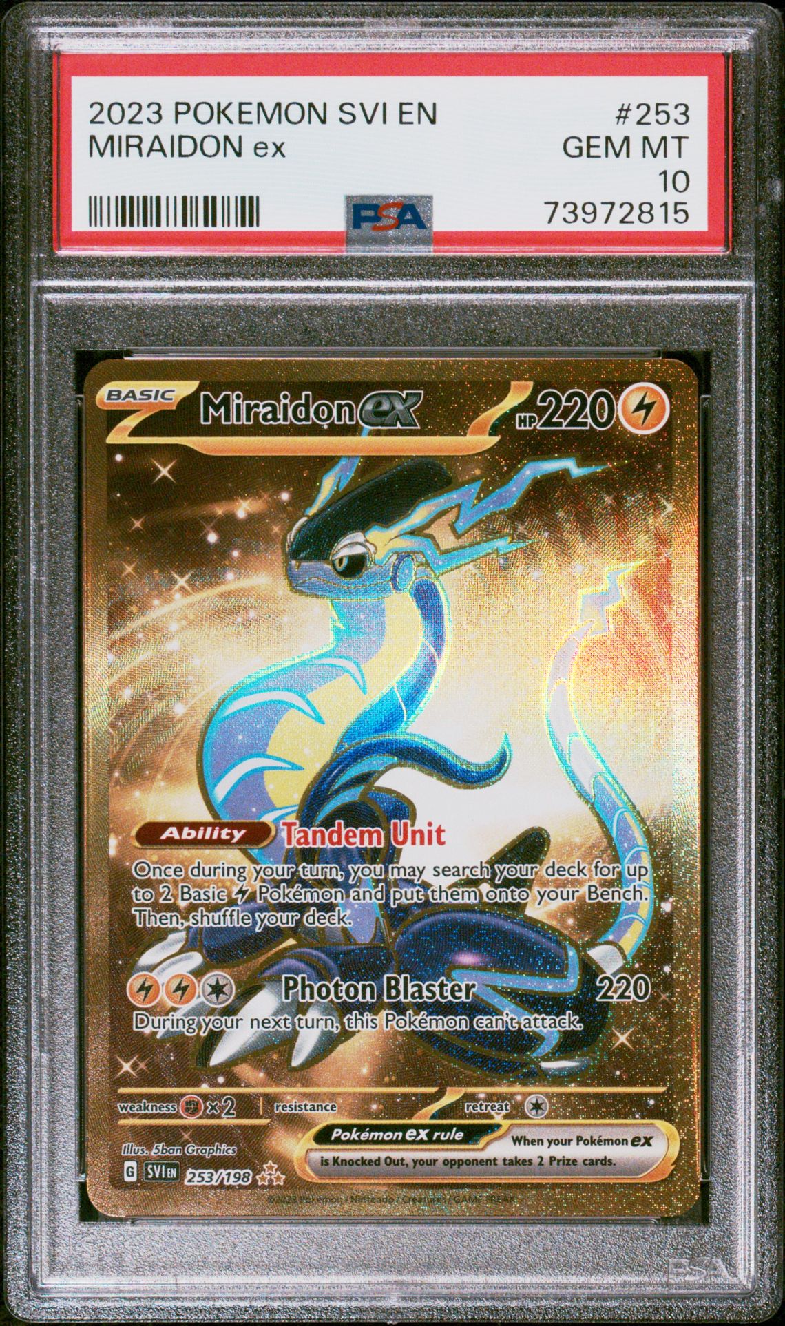 2023 Pokemon Svi En-Scarlet & Violet Miraidon Ex #253 (Hyper Rare) Gem Mt 10 front