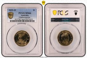 2022-O $1 Elaphrosaurine Privy Australian Dinosaurs MS66