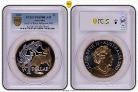 2020 $1 Mob of Roos 5oz Ag Selective Gilt PR69DCAM
