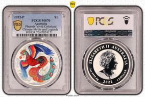 2022-P $1 Phoenix Vivid Colorized Chinese Myths and Legends MS70