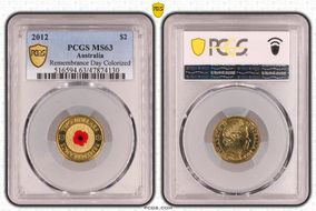2012 $2 Remembrance Day Colorized MS63