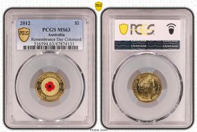 2012 $2 Remembrance Day Colorized MS63