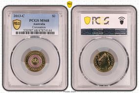 2013-C $2 Coronation Colorized MS68