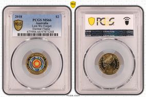 2018 $2 Lest We Forget Eternal Flame Colorized MS66