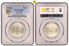 1954(m) Florin Royal Visit KM-55  Ag MS63