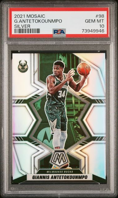 2021 Panini Mosaic Silver #98 Giannis Antetokounmpo PSA 10 on