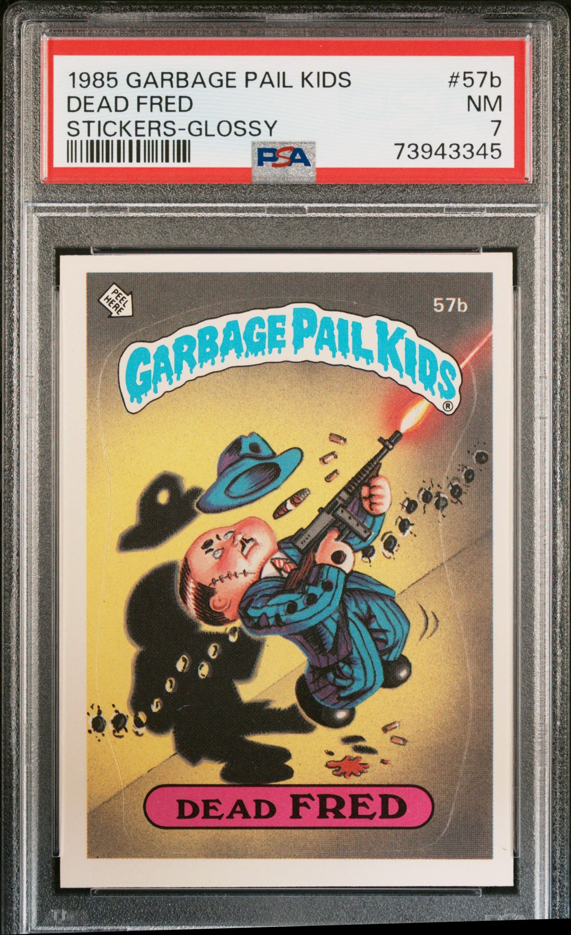 1985 Topps GARBAGE PAIL KIDS STICKERS STICKERS-GLOSSY #57B Dead Fred front