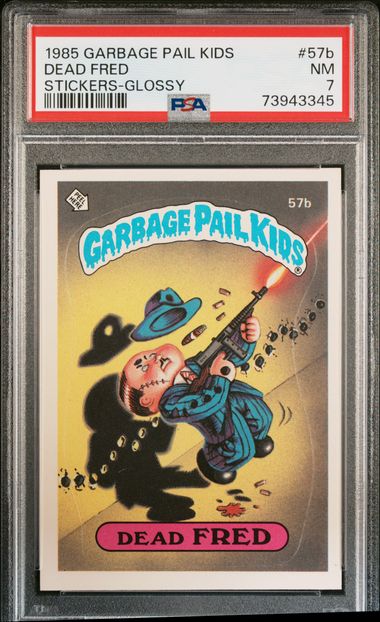 1985 Topps GARBAGE PAIL KIDS STICKERS STICKERS-GLOSSY #57B Dead Fred front