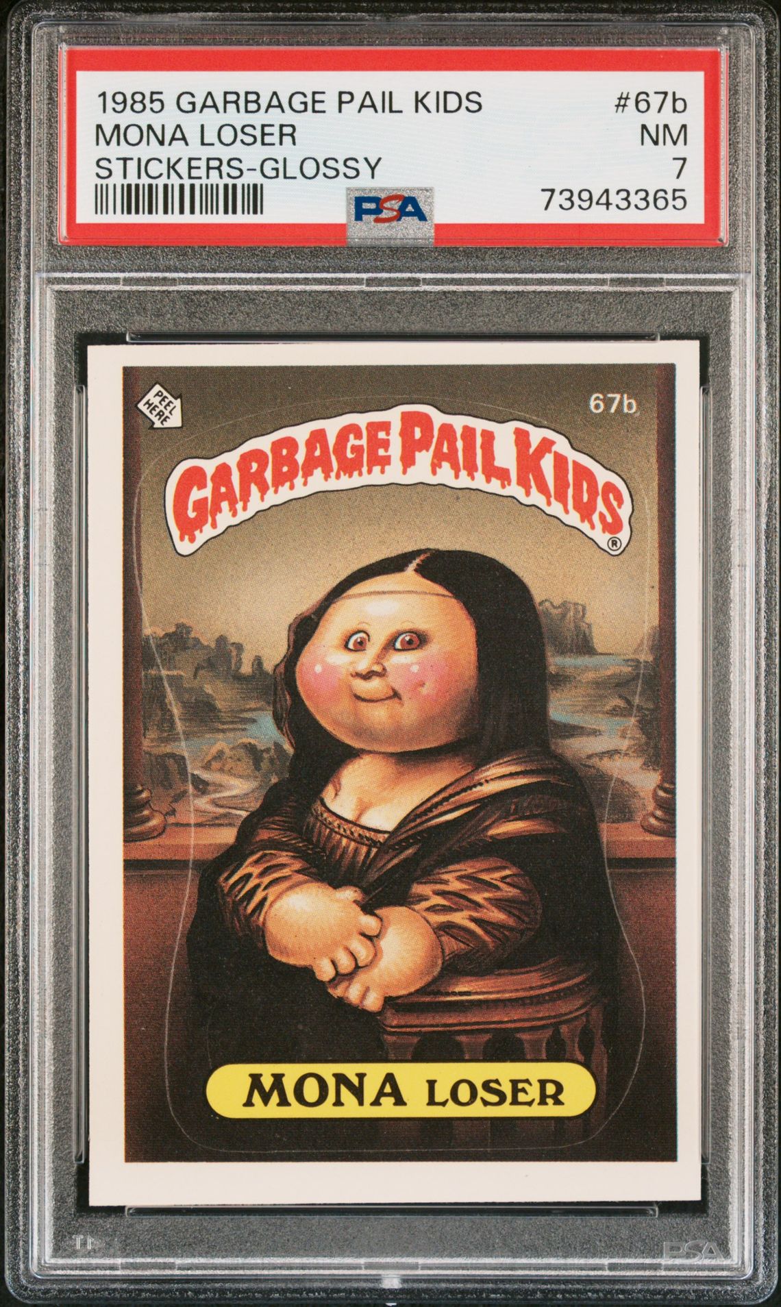 1985 Topps GARBAGE PAIL KIDS STICKERS GLOSSY #67B Mona Loser front