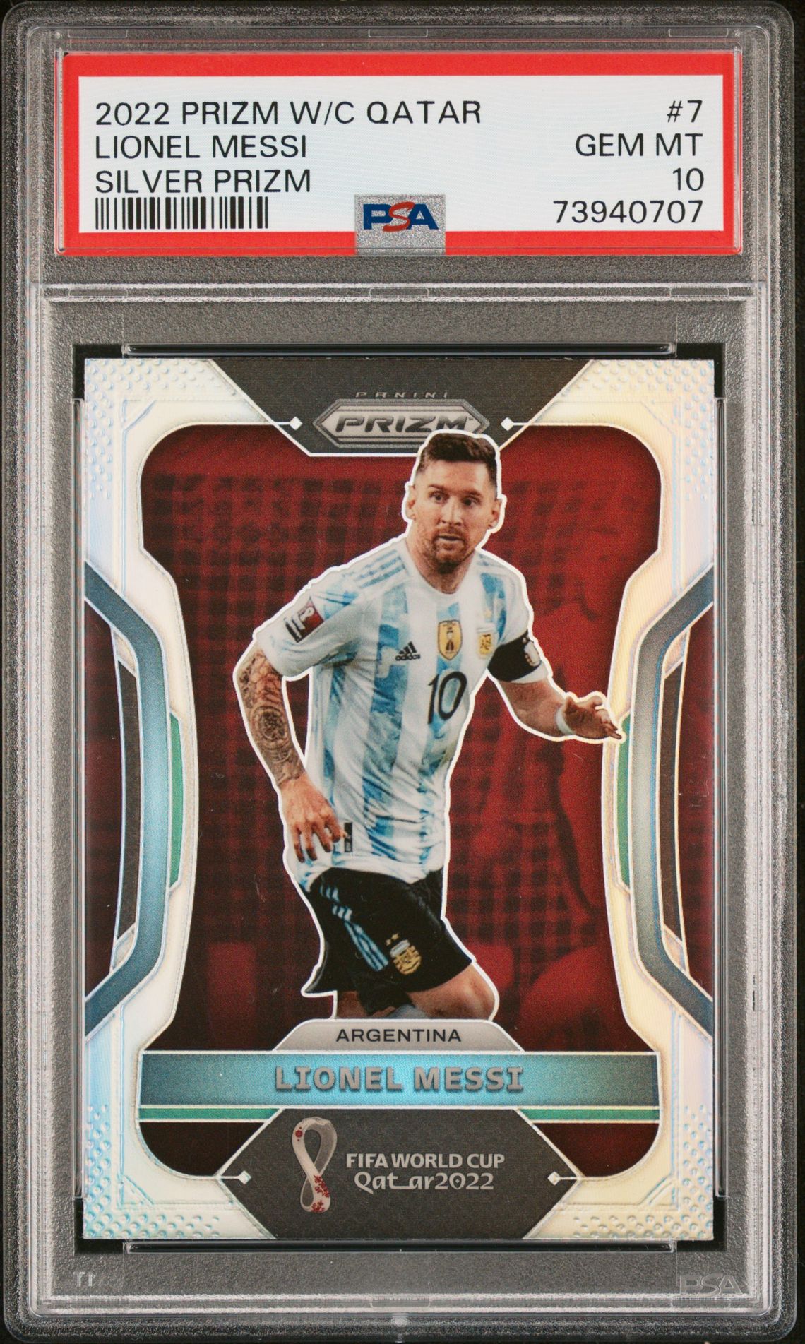 2022 Panini PANINI PRIZM WORLD CUP QATAR SILVER PRIZM #7 Lionel Messi front