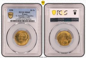 1950 20 Fr G. Guiraud - 4 faucilles Gad-865 F-402 MS65