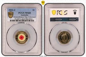 2022-C $2 Remembrance Day Colorized MS68