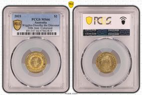 2021 $2 Wiggles-Dorothy the Dinosaur 30th Ann. Colorized MS66